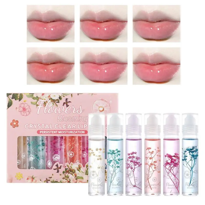 Flower Roll-on Lip Balm crystal clear Lipgloss Moisturizing Transparent Lip Oil Long Lasting Hydrating Lipgloss Lip Care Makeup 3
