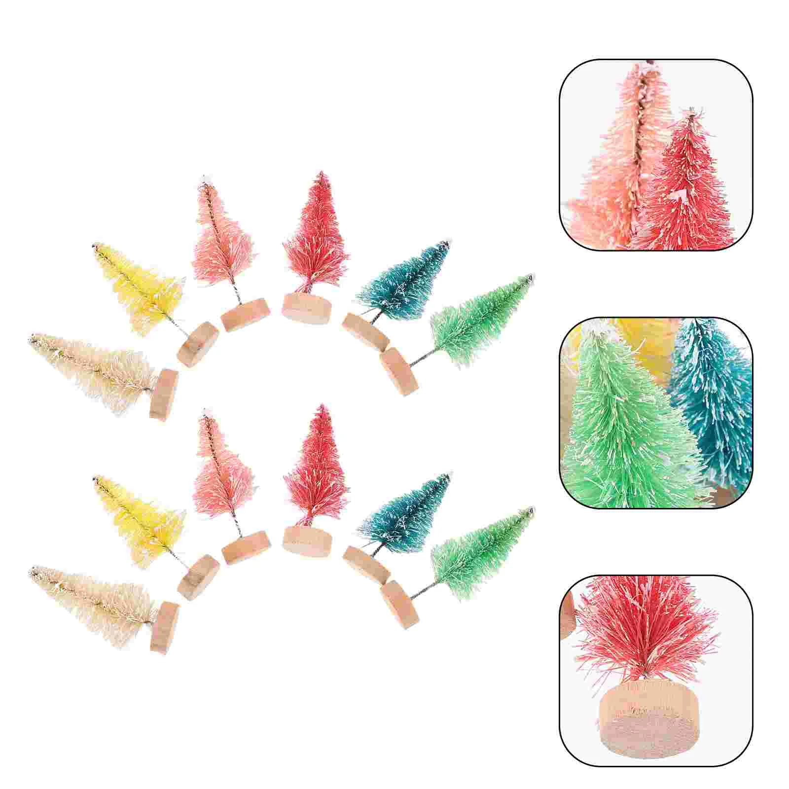 

24 Pcs Christmas Table Decor Xmas Desktop Ornament Party Pendant Wooden Tree Small Model