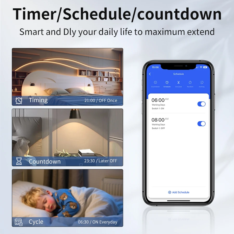 100-240V 16A 미니 Tuya WiFi 스마트 스위치 1/2CH 지능형 인터럽터 릴레이 차단기는 Google 홈 Alexa Smart Life 앱과 함께 작동합니다.