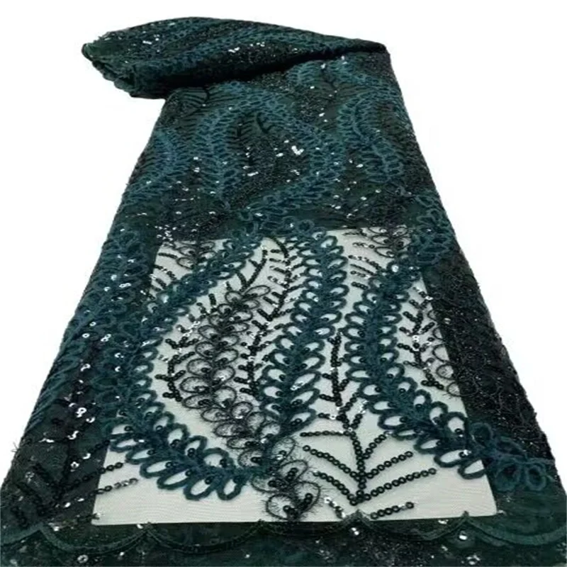 

Новейшая зеленая французская Тюлевая кружевная ткань, блестки, 3D кружевная африканская сетчатая кружевная ткань, высококачественное кружево с блестками для свадьбы