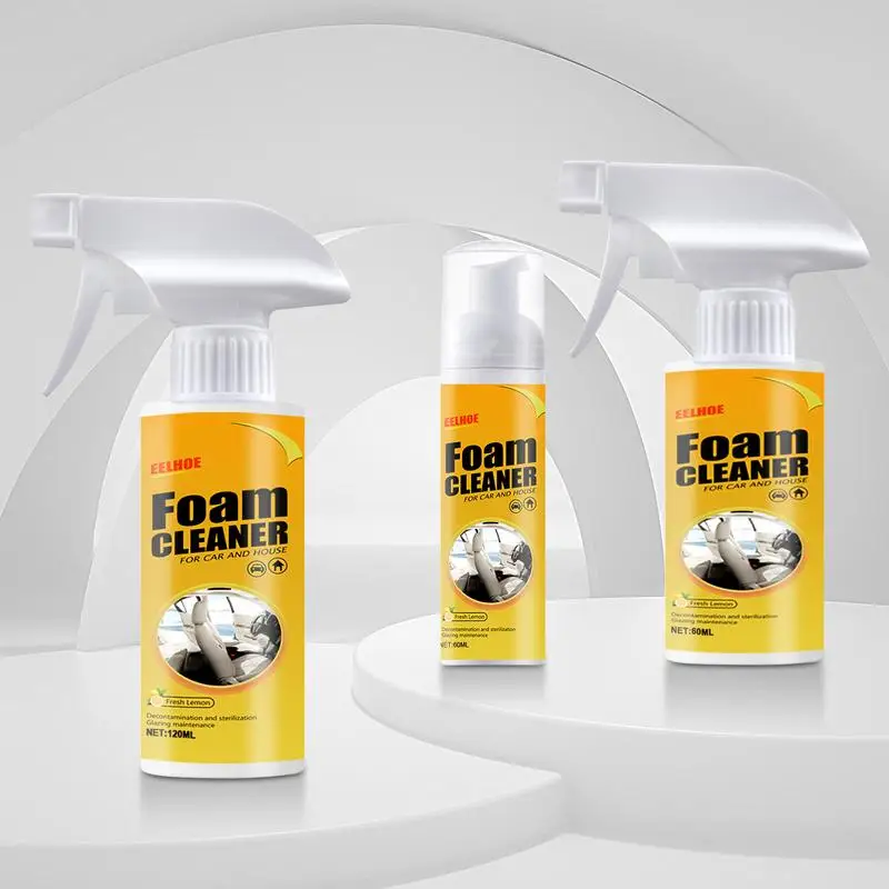 Multipurpose Car Interior Foam Cleaner Liquid 60/120ml Strong Stain Remover Spray Auto Leather