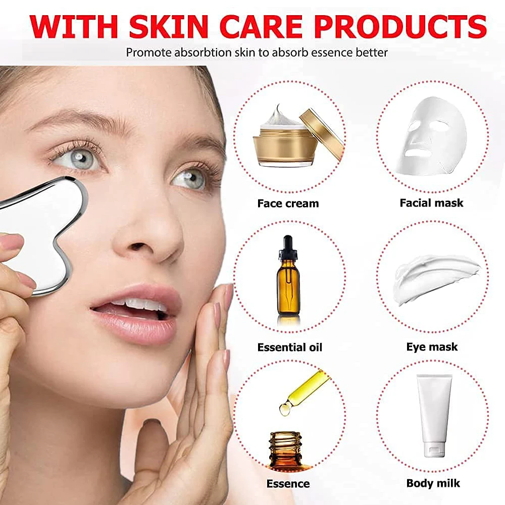 Stainless Steel Skin Scraping Face Massage Skincare Tool Guasha Scraper Lifting Anti Wrinkle Gua Sha Body Neck Care Massager 2