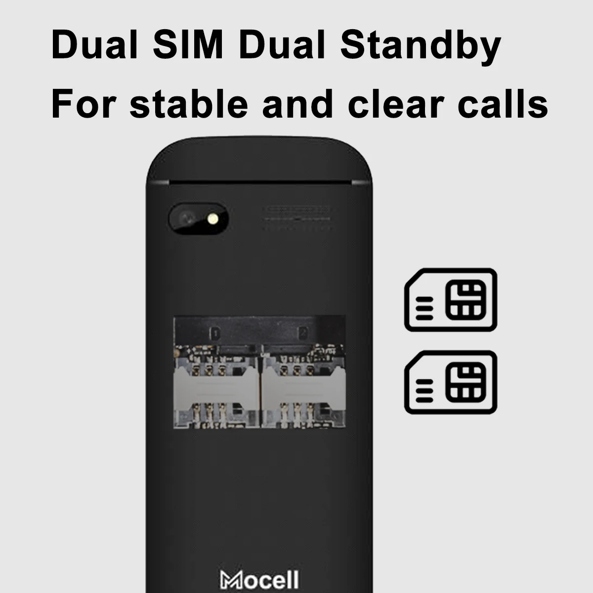 Mocell MC1801 Feature Phone 2.4" 1800mAh Battery Dual Sim Dual Standby Loud Speaker MP3 MP4 FM Radio Torch Senior Phone 3