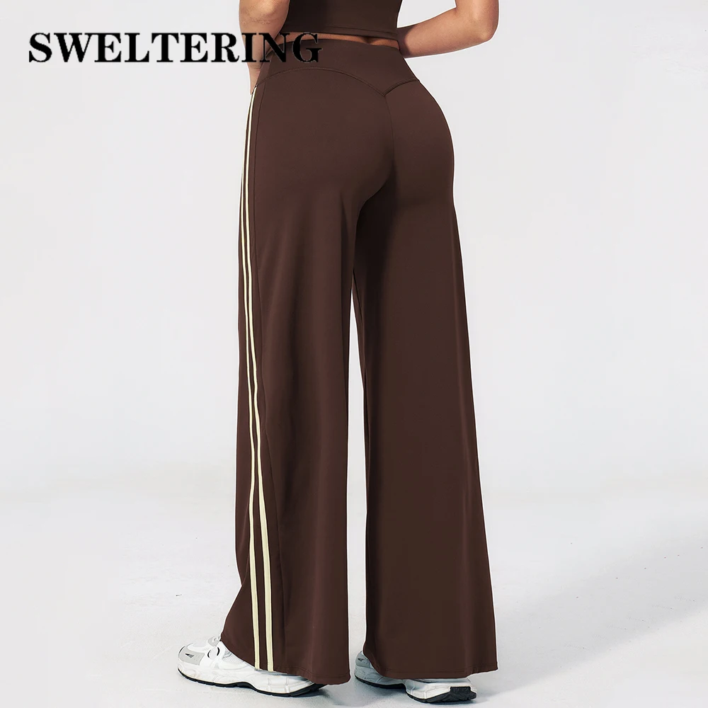 Yoga Pants High Waist Wide Leg Trousers Women Tummy Control Flared Pants Straight Workout Trousers Casual Fitness Bell-bottoms 2