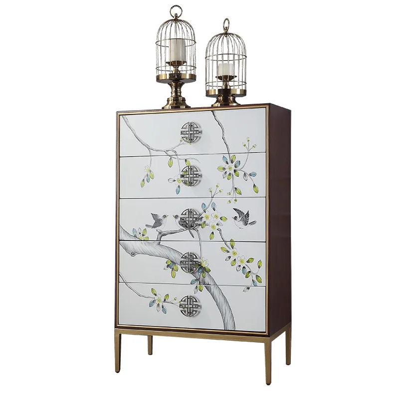 

Chinese style five bucket cabinet storage cabinet, light luxury drawer cabinet, solid wood bucket cabinet, painted hall cabinet