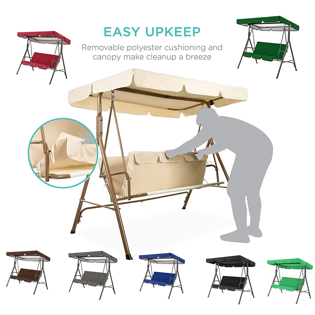 Garden Chair Cover Playground Patio Swing Chair Top Cover Waterproof Sunshade Canopy Seat Top Awning 210D 190*132*15 150*50*10cm