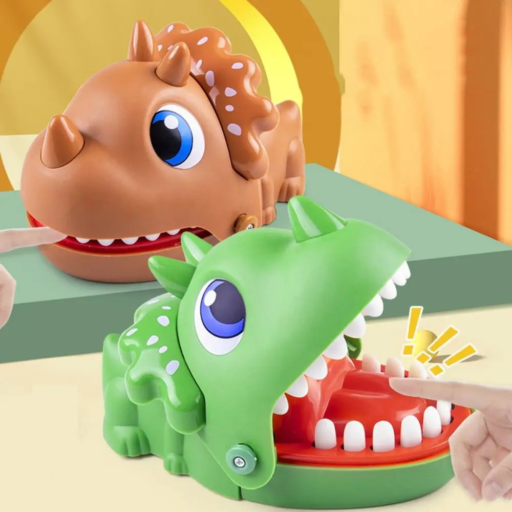 Triceratops Shape Hand-biting Crocodile Scary Toy Odorless Extract Teeth Dinosaur Bite Fingers Toy Cartoon Safe