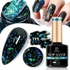 Glitter Top Coat Flash No Wipe Top Coat Clear Gel Base Coat Varnish Soak Off Topcoat Nude UV Gel Nail Art Accessories 8ml 2