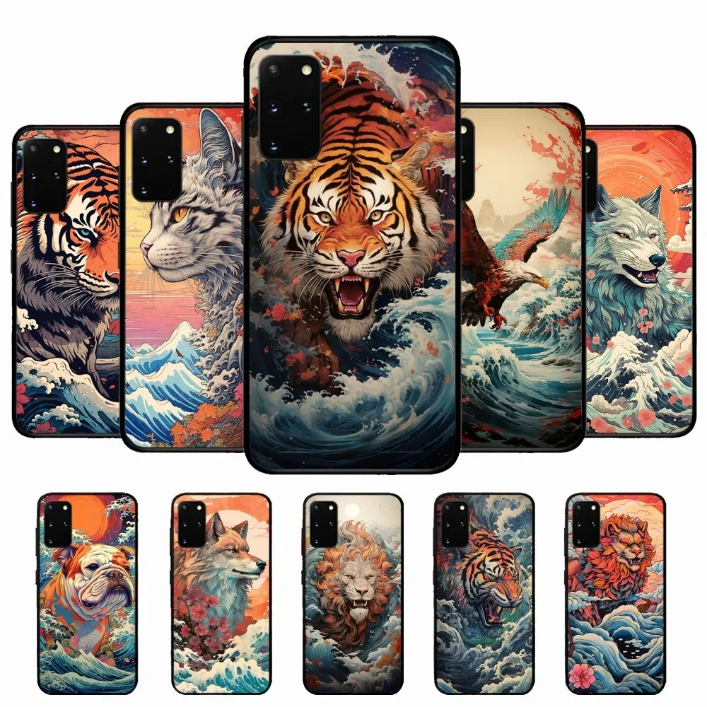 Art Waves Animal Tiger Lion Fox Cat Custodia Per Telefono Per Samsung S 9 10 20 21 22 23 30 23Plus Lite Ultra Fe S10Lite Fundas