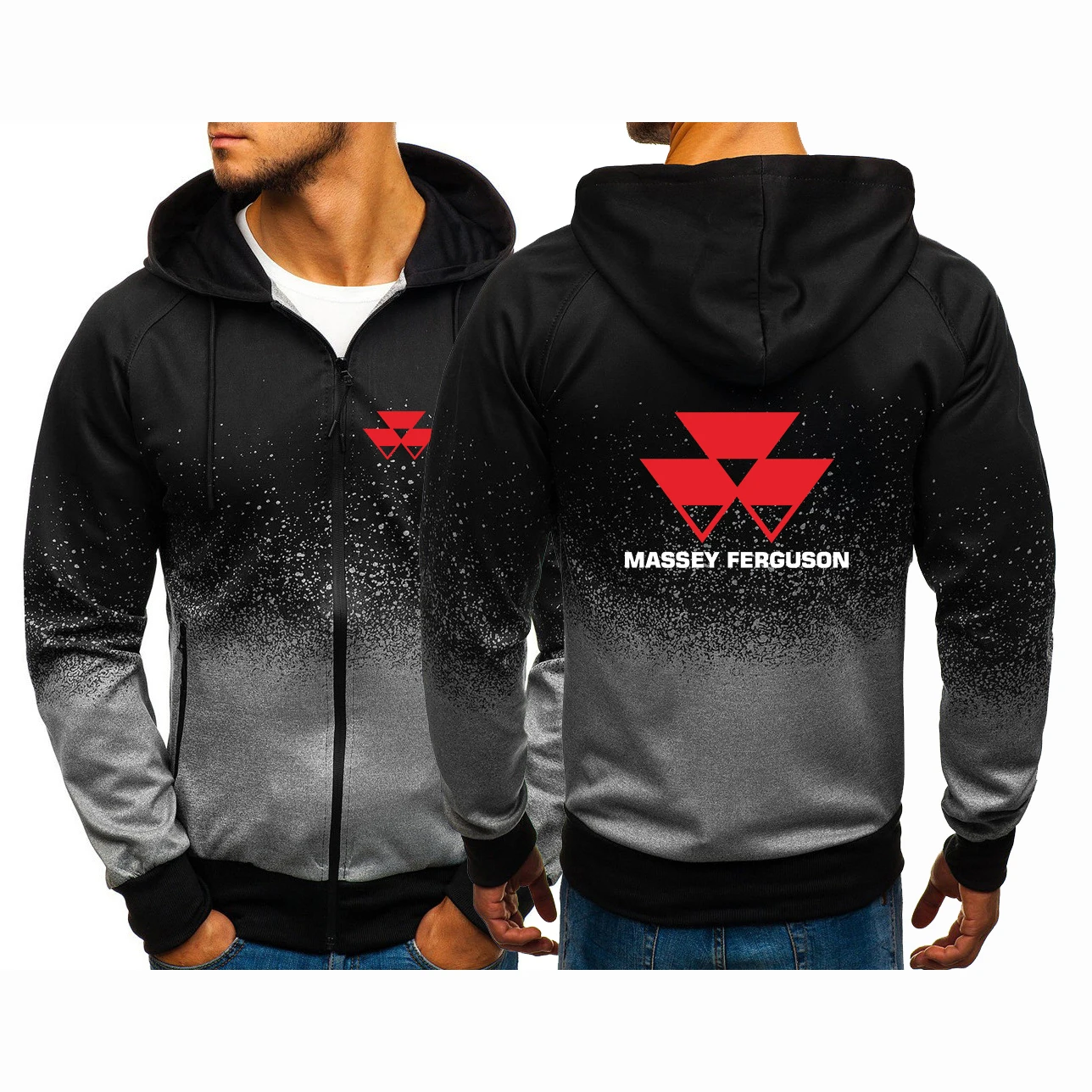 

2023 Men's New Massey Ferguson Logo Printed Hooded Casual Harajuku Gradient Color Cardigan Coat Autumn Sweatshirt Zipper Jackets