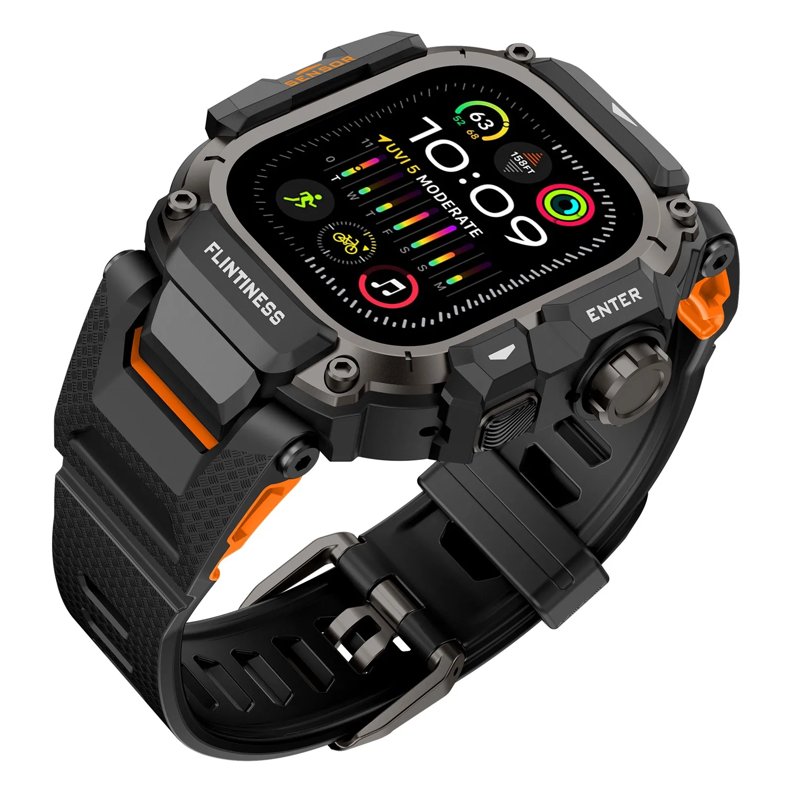Enhanced Tactical Silicone Band with Metal Protective Case