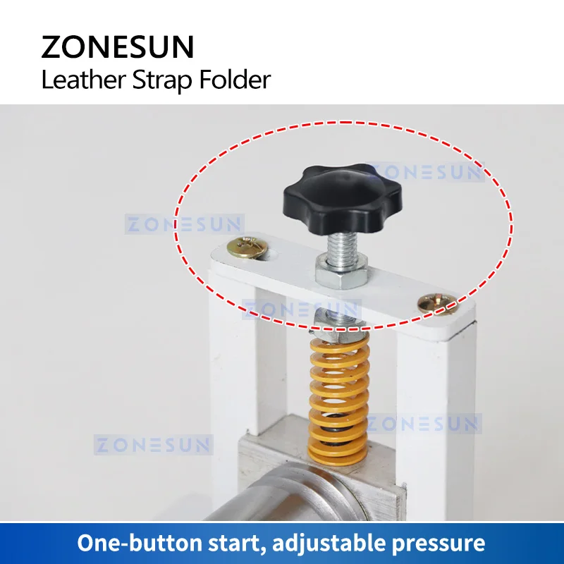 ZONESUN ZS-LSF2 어깨 스트랩 가죽 라미네이팅 접이식 기계, 가장자리 씰링 기계, 수동 가죽 벨트 롤링 기계