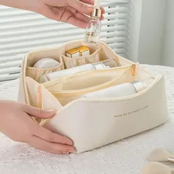 Luxury Makeup Organizer Bag - Elegant Cosmetic Storage Pouch (White)