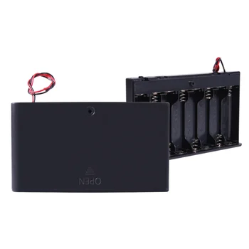8 Portabatterie AA, custodia portabatterie da 12 V con interruttore ON/OFF cablato e cavo e coperchio, totale 2 pezzi