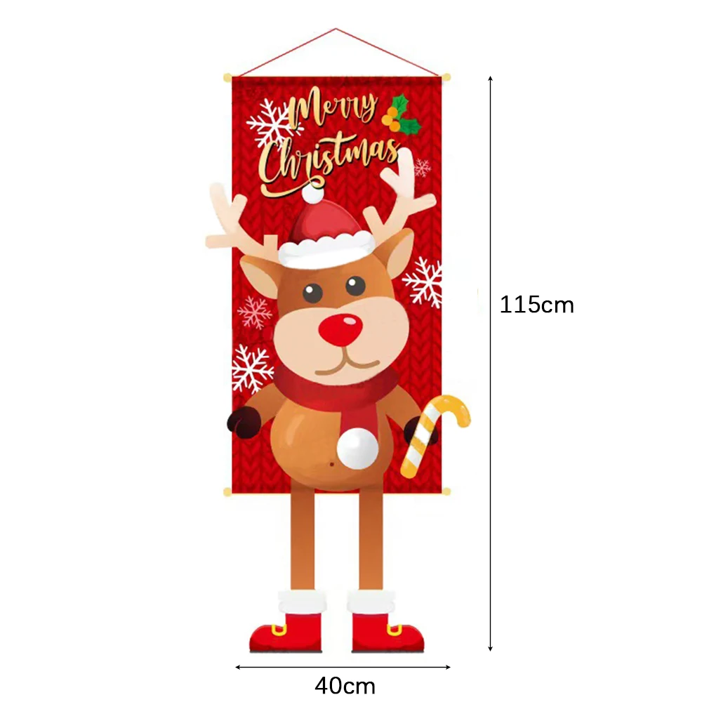1Pc Christmas Door Banner Santa Claus Snowman Hanging Ornament Flags Christmas Decoration for Home Nonwoven Fabric Porch Flag