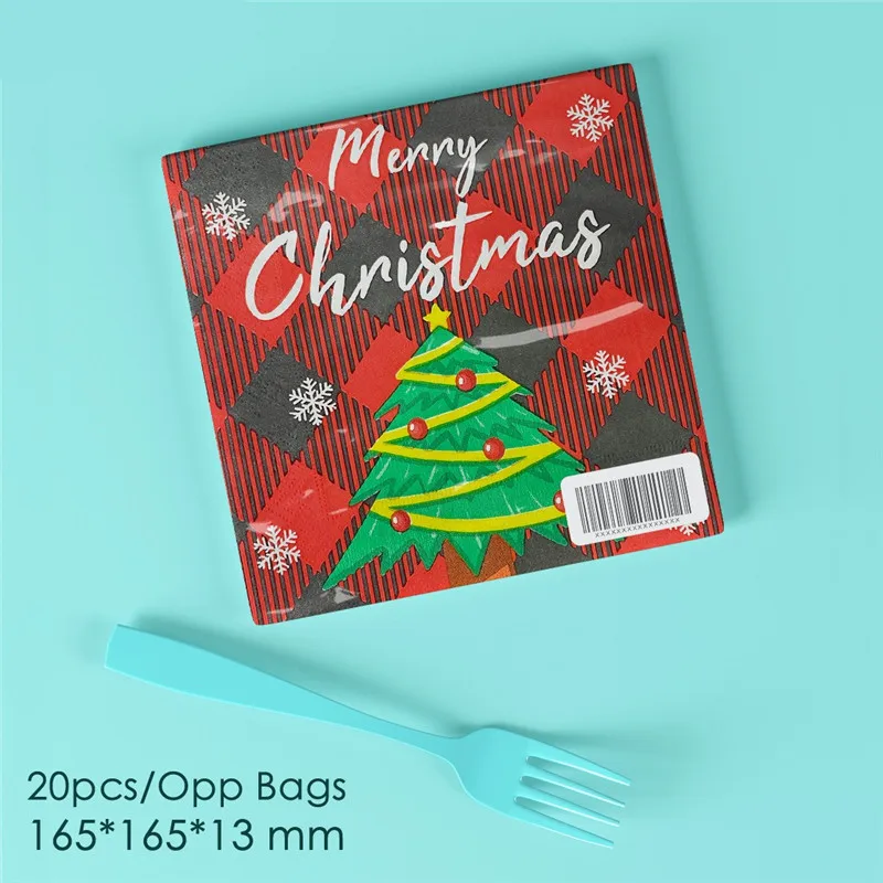 Christmas Snowman Theme Paper Napkins Xmas New Year Party Tableware Home Decoration 20pcs/pack