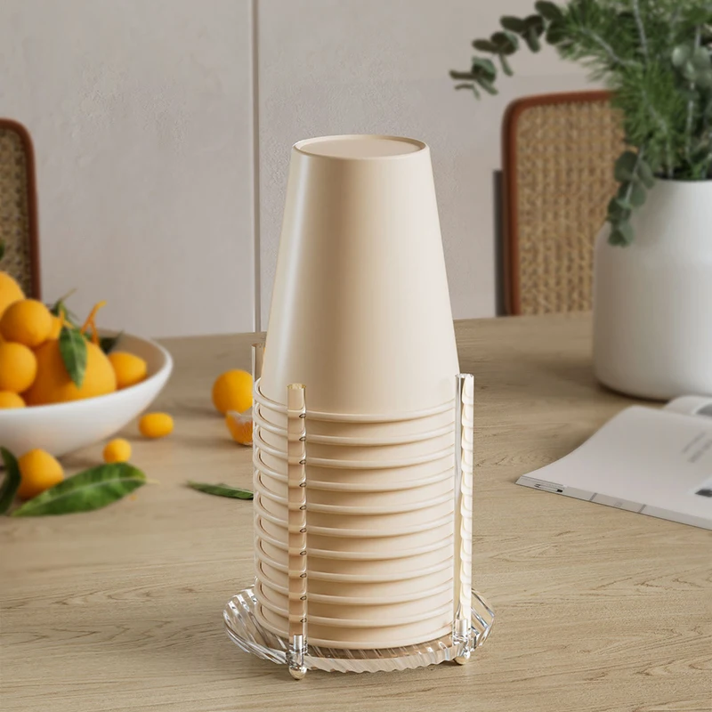 Acrylic Transparent Paper Cup Holder Disposable Water Tea Cups Dispenser Rack Coffee Cup Holder Kitchen Storage Organization 5