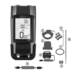 Multi-Mode USB Rechargeable Bike Light with Built-In Horn and Speedometer (Black A2)