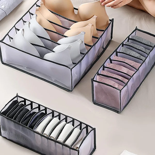 Organisateur de placard pour chaussettes, boîte de rangement séparée pour sous-vêtements, 7/9/11 grilles, organisateur de soutien-gorge en jean, organisateur de tiroir pliable, 1 pièce 1