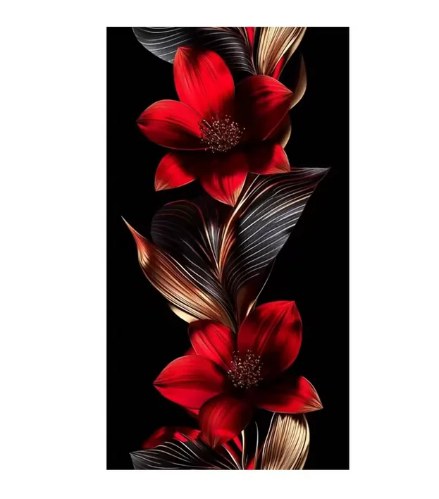 5D DIY Diamant Kunst Malerei Schwarz Gold Rote Blumen Kreuzstich Kits Vollquadrat Strass Mosaik Stickerei Home Dekoration – Detail 4