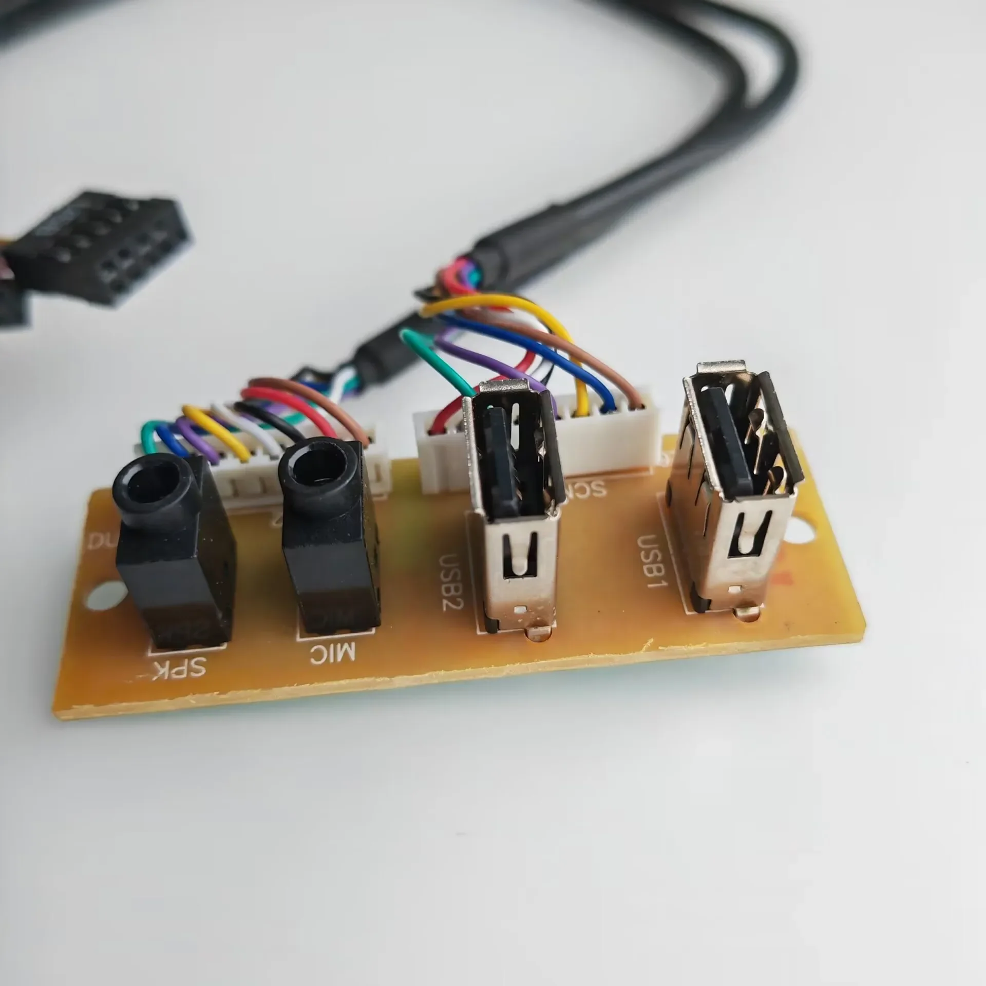 Dual Usb 2.0 Socket Interface Cabo de Extensão da Placa Mãe Painel Frontal 50cm Portas Dual 9pin 3.5 mm Áudio hd 65x23 mm - Imagem 4