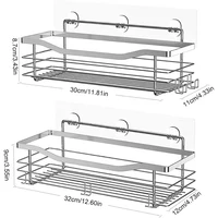 2 Pcs Rustproof Stainless Steel Bathroom Organizer with 5 Hooks,Large Capacity,No Drilling,Suitable for Bathroom Storage 2