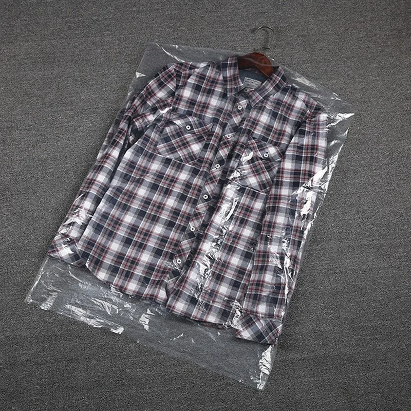 

50pcs Transparent Plastic Clothes Dust Cover Coat Waterproof And Dry Cleaning Shop Dustproof Disposable Bag Hanging Clothes