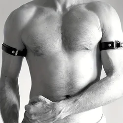 Men's Solid Black Leather Celtic Arm Bands - Adjustable Upper Arm Cuff Set (2PCS)