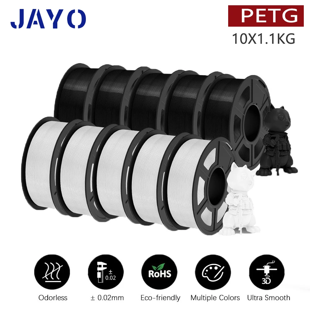 thumbnail image 1 of Filamento PLA/PLA Meta/PETG/PLA PLUS/PLA mate para impresora 3D JAYO de 1,75 mm, 10 rollos, materiales de impresión 3D para impresora 3D y bolígrafo 3D, 1 of 5