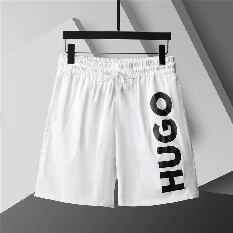 Unisex’s loose-fit moto-style summer shorts with bold graphic print in breathable material white