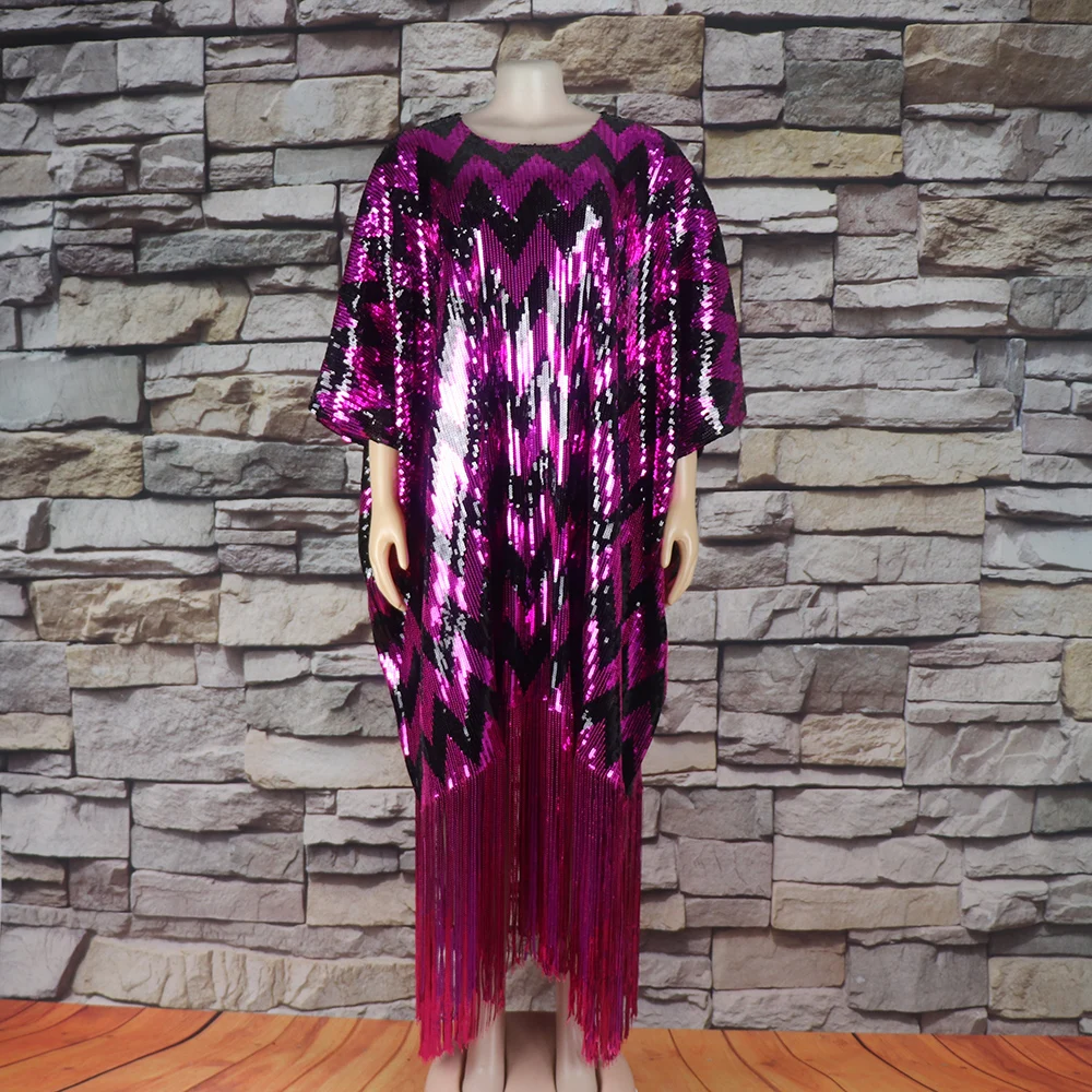 African women\'s sequins large swing skirt beads skirt fashion whiskers sequins