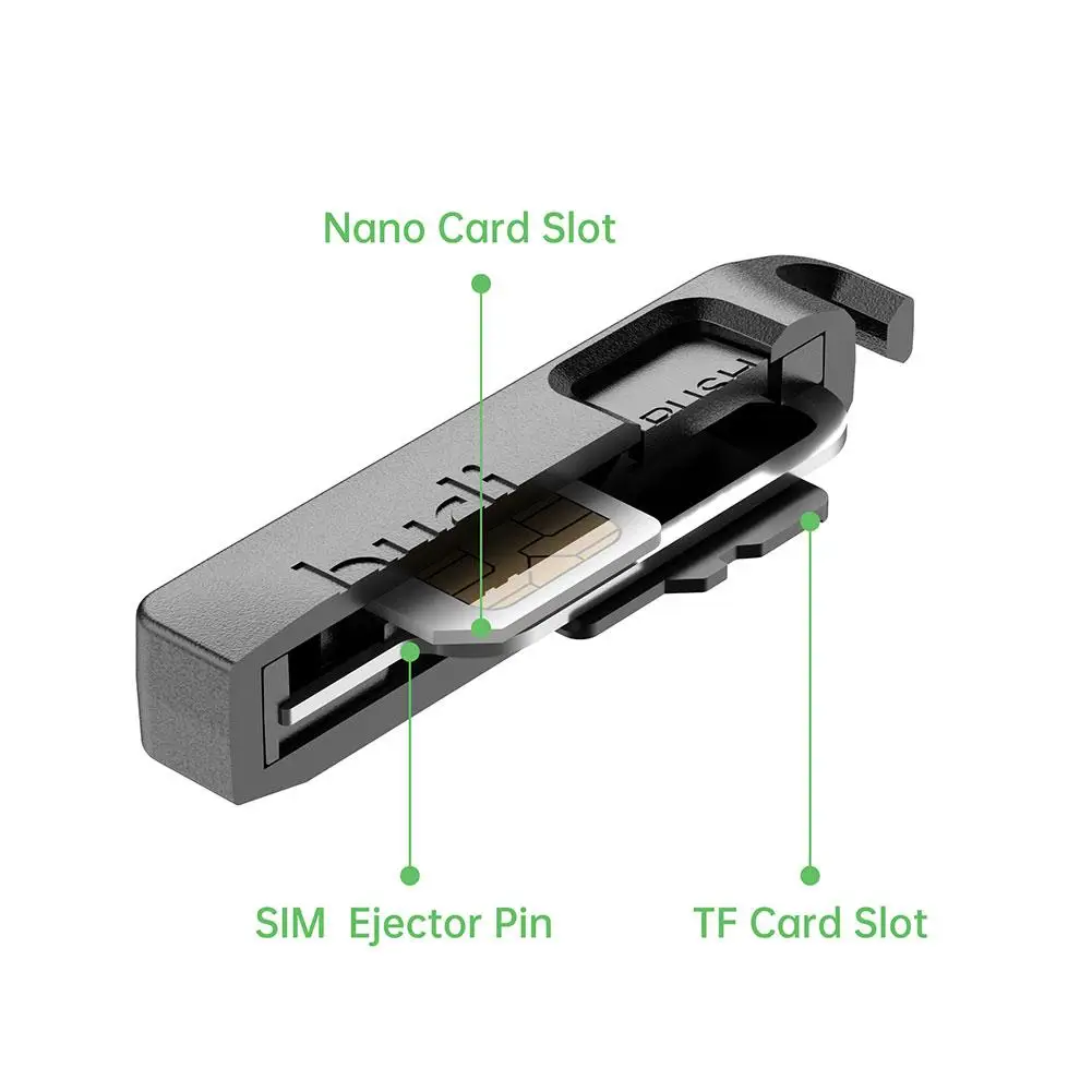 Black SIM Card Storage Box with Ejector Pin and Lanyard