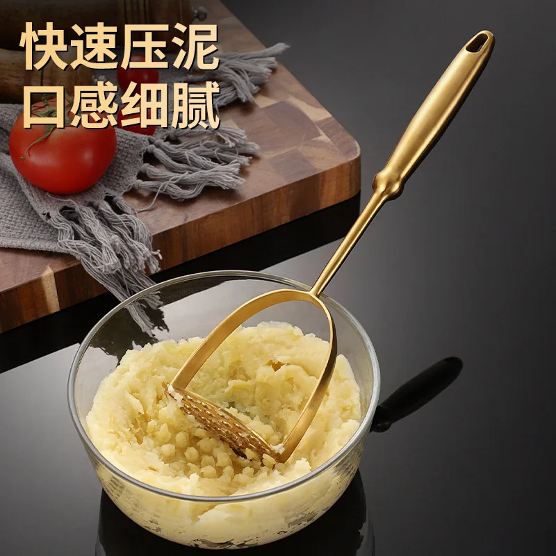 Gold Stainless Steel Potato Masher Manual Crusher Home Kitchen Gadgets potato masher
