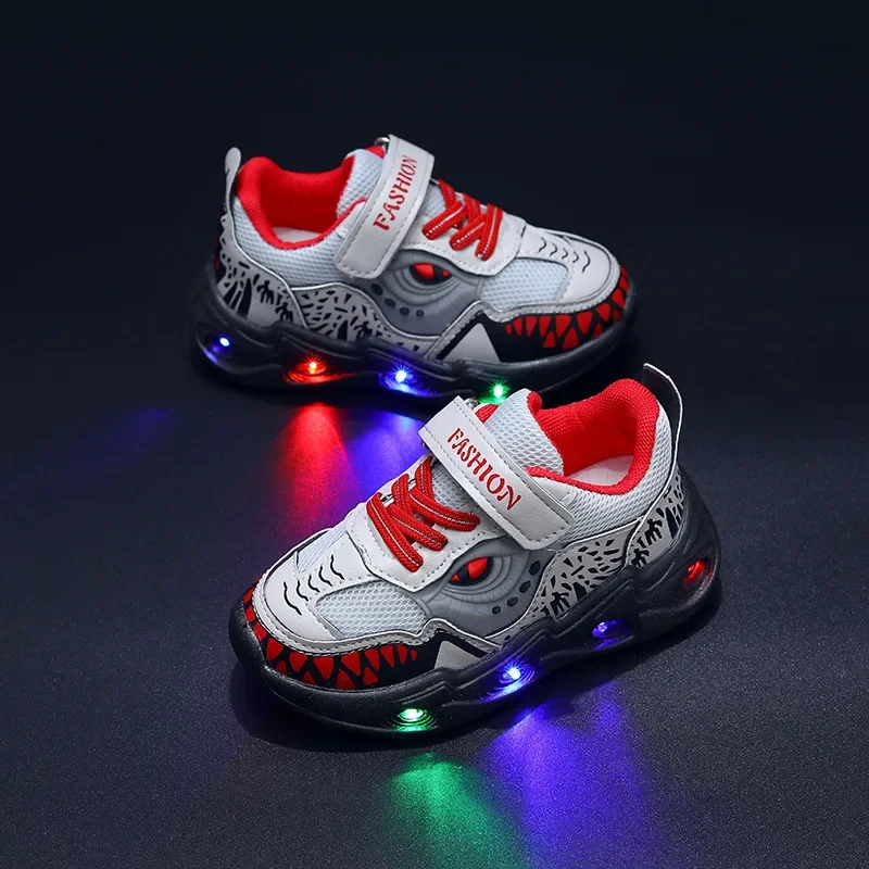 Spring New Children's Sports Shoes Fashion Cartoon Boy's LED Light Shoes Soft Sole Kid's Running For Ages 1-6T