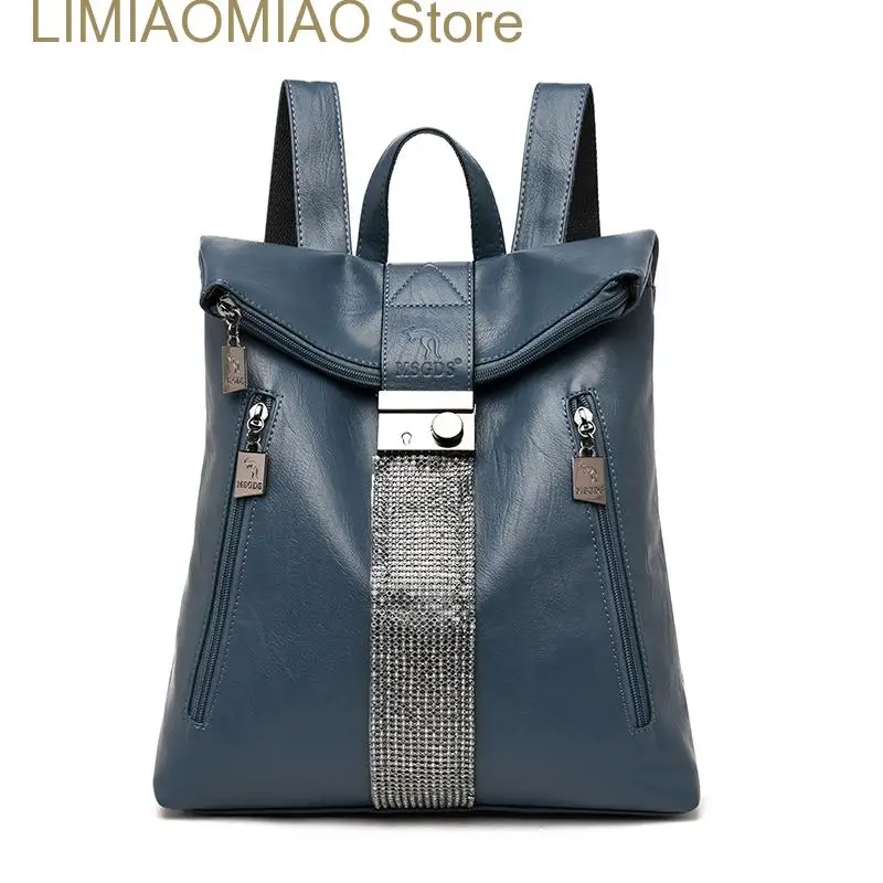 New Leather Backpack Multifunction Women Vintage Shoulder Bag Ladies Rucksack Large Travel Bag Anti-theft School Bag for Girls