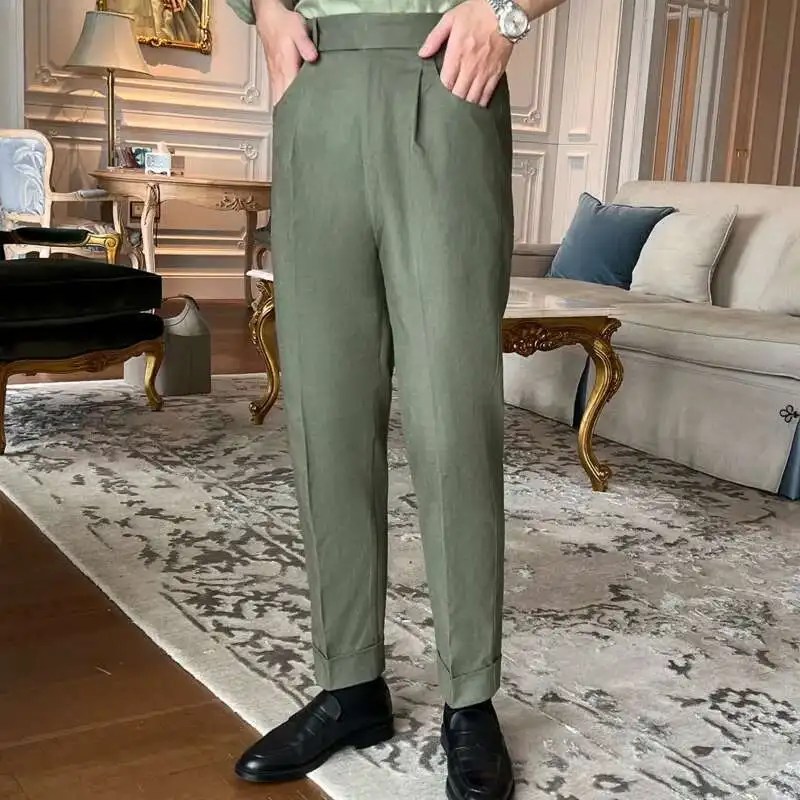 Denim Trousers Pant For Man Office Trouser Men Business Casual Pant British Social Club Outfits Pantalones Hombre