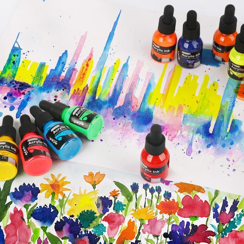 6/12 Color Liquid Acrylic Ink Set 20ML Waterproof Hook Line Fluid Painting  High-gloss Hand-painted DIY Graffiti Watercolor Paint - AliExpress