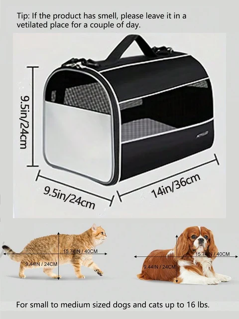 Cat Carriers Dog Carrier Pet Carrier for Small Medium Cats Dogs Puppies up to 16 Lbs, TSA Airline Approved Small Dog Carrier 6