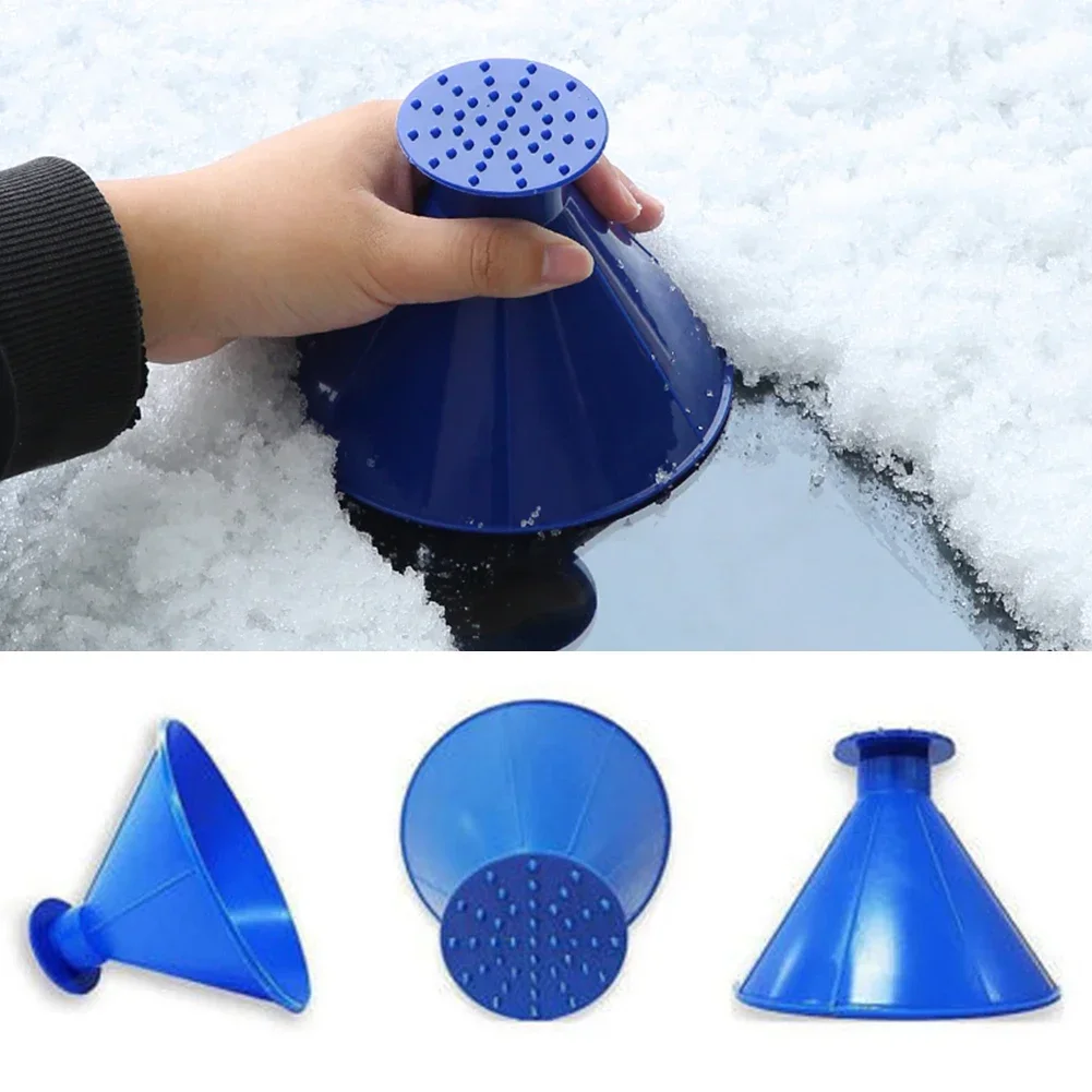 3 Pcs Magical Ice Scrapers for Car Windshield, Round Snow Scraper with Funnel, Cone-Shaped Car Snow Remover, Car Window Scraper for Ice & Snow, Car