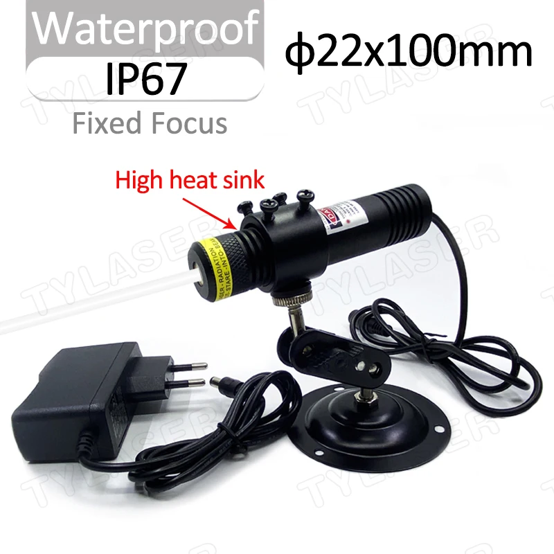 

Fix Focus Waterproof IP67 Glass D22X100mm 940nm Direct IR Dot 50mW 100mW 200mW Laser with High Heat Sink for Cutting Positioning