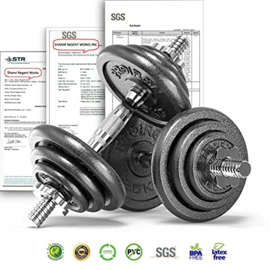 44Lbs Cast Iron Adjustable Dumbbell Set Hand Weight with Solid Dumbbell Handles Changed into Barbell Handily Great for Bodybuild