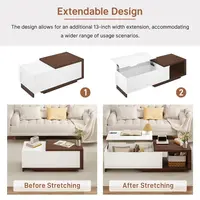 Coffee Table with Charging Station, 47.259 W Lift Coffee Table with Hidden Storage, Space Saving Center Table with Adjustable Sh 5