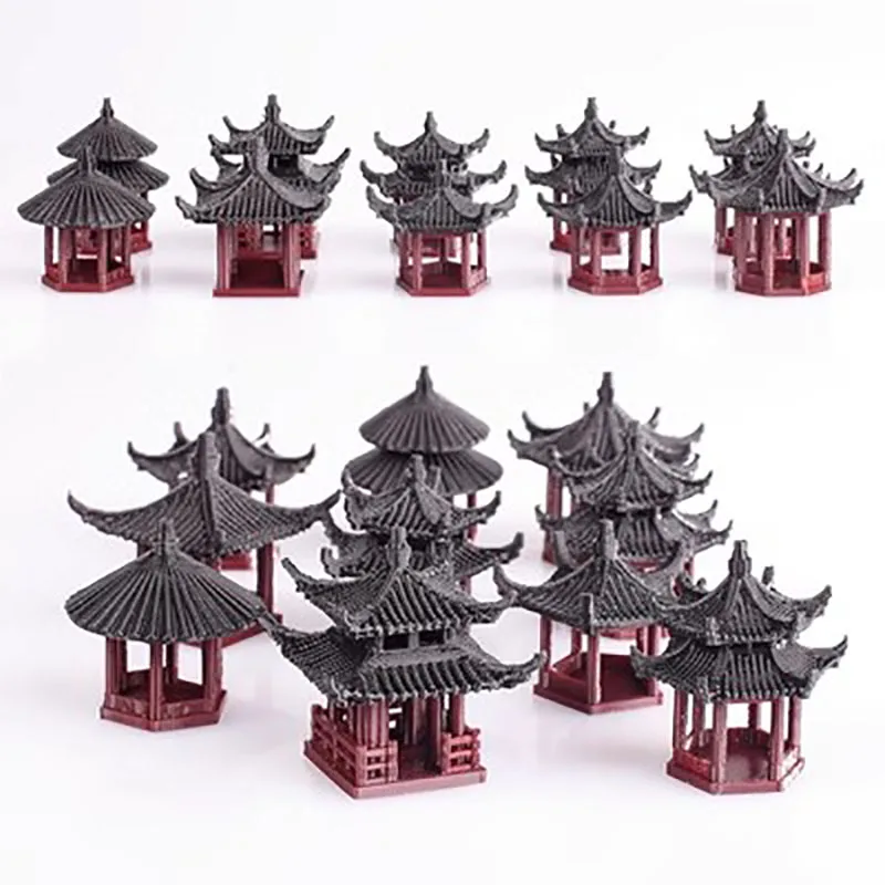 Aquarium Accessories Decoration Chinese Style Ancient Architecture, Micro Landscape Ornaments for Fish Tank, Courtyard Decorat