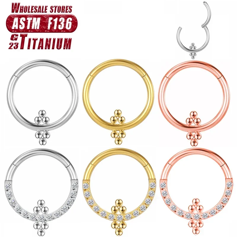 

F136 Titanium Piercing Tragus Zircon Nose Rings Cartilage Spiral 16G Earrings Helix Women and Men Clicker Septum Body Jewelry