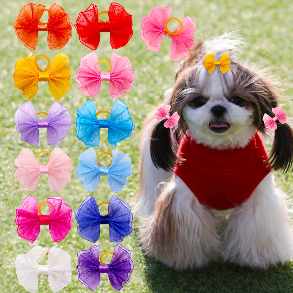 40pcs Handmade Dog Bows Cute Pet Supplies Pet Dog Hair Bows Small Dog Hair Accessories Fashion Dog Accessories For Small Dogs 2
