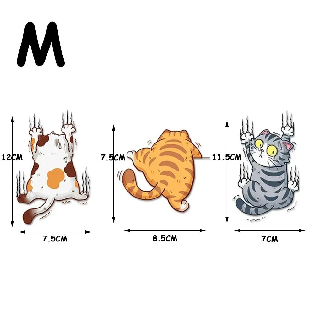 3Pcs Cute Cat Car Stickers Climbing Animal Vinyl Decals Vehicle Body Decoration Pet Auto Creative Decorative Accessories