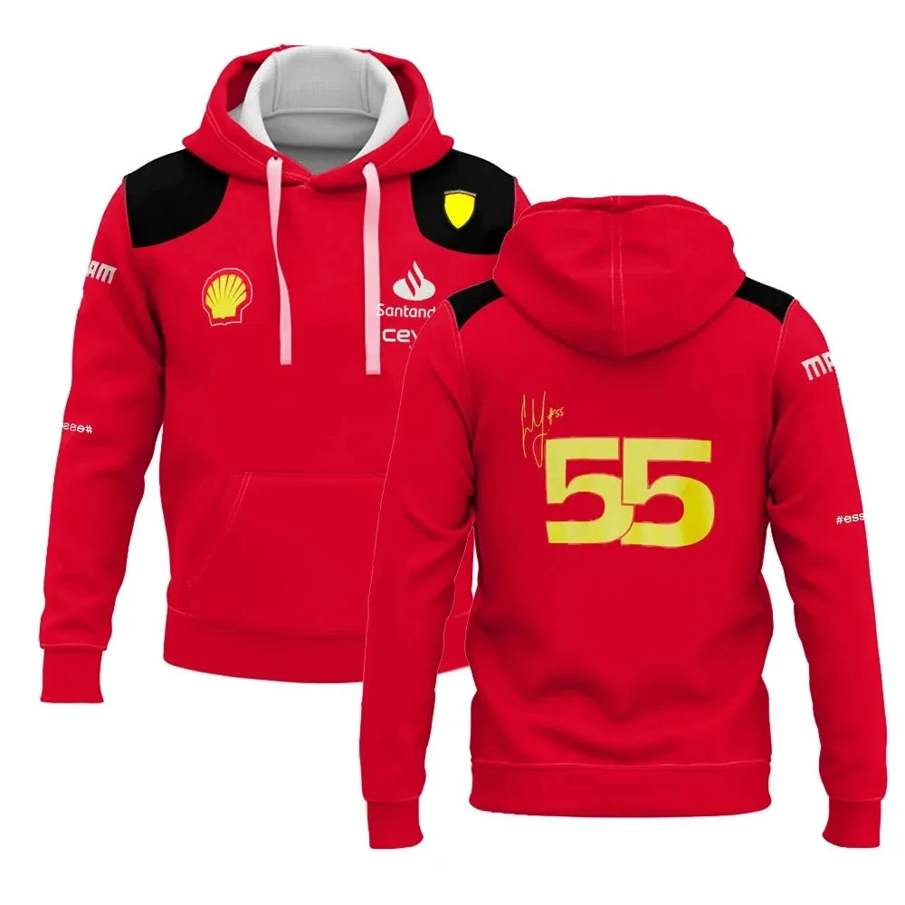 

Fashion 2023 New Red Charles Leclerc Zipper Hoodie Racing Team Men's Outdoor Sports Jacket Spring and Autumn Plus Size Pullover