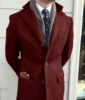 Men's Windbreaker Classic Herringbone Tweed Wool Blend Suit Jacket Winter Warm Long Coat Outdoor Sports Coat erkek mont 3