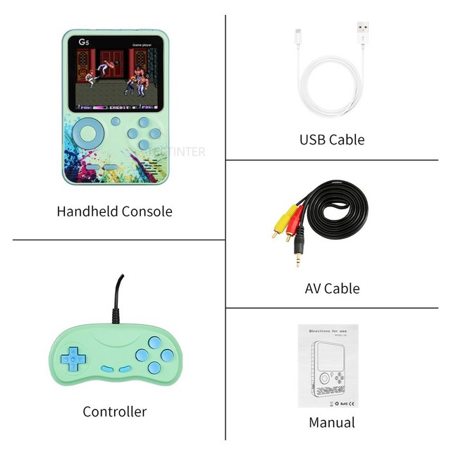 Game Console Handheld Game Consoles Built-in 500 Retro Classic Games AV Out Video Game Player Support 2 Player Gamepad