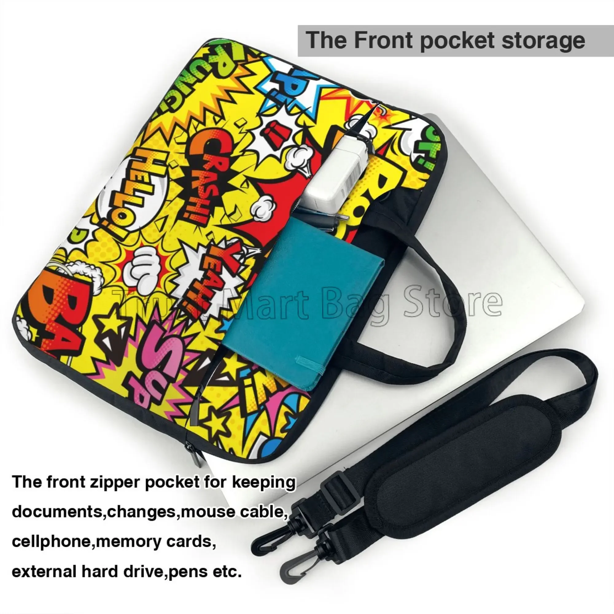 American Comic Book Collection Pop Art Laptop Bag Large Laptop Case Computer Bag for Office Business Travel Fits 13 14 15.6 Inch